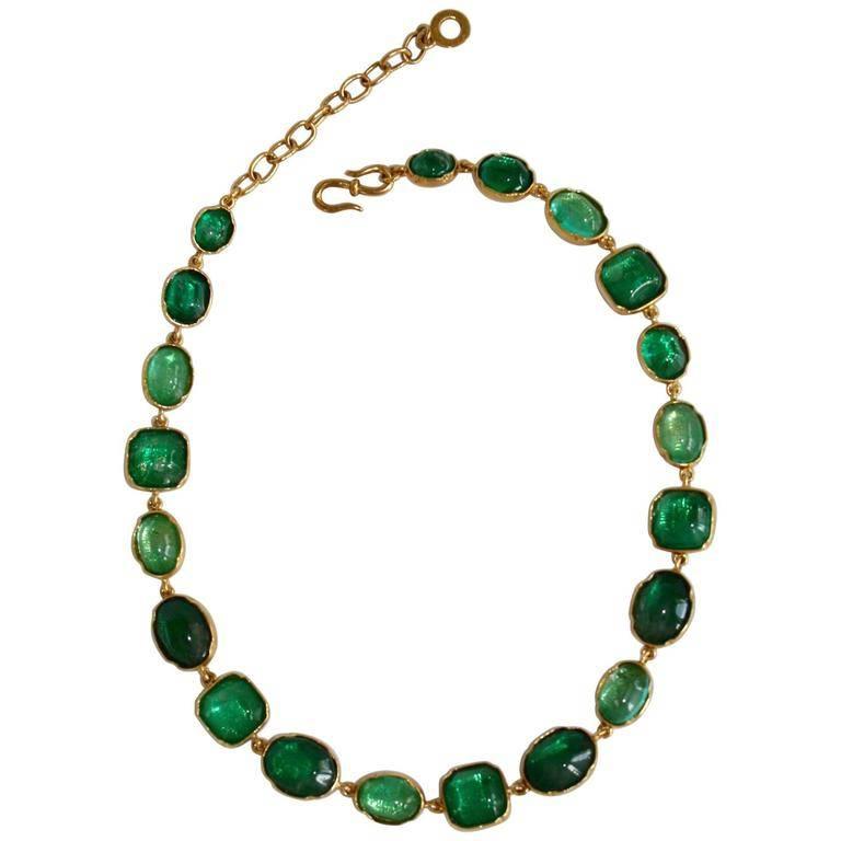 Goossens Paris Emerald Rock Crystal Necklace