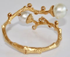 South Sea Pearl Branch Motif Bangle Bracelet