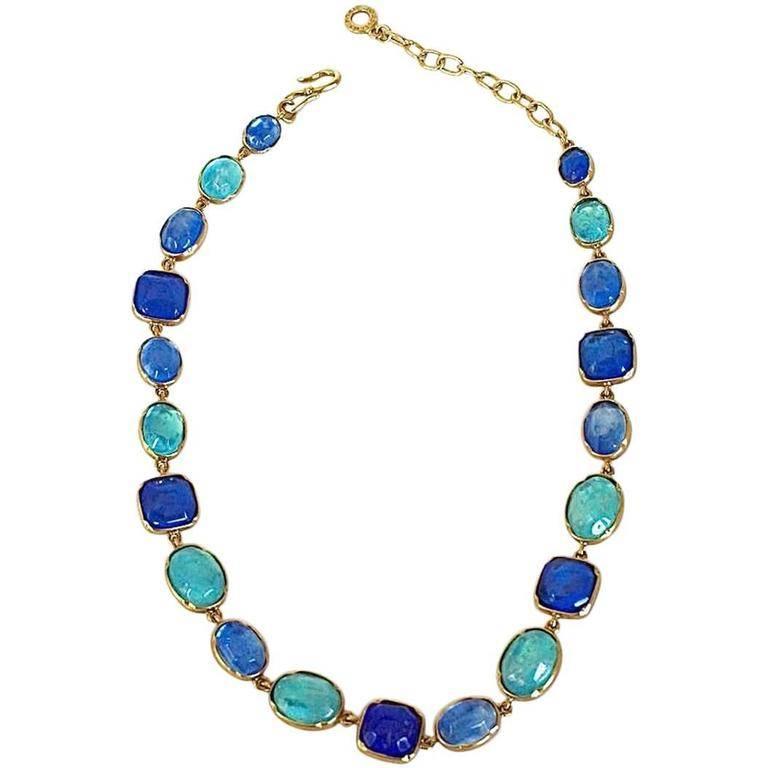 Goossens Paris Shades of Blue Rock Crystal Necklace