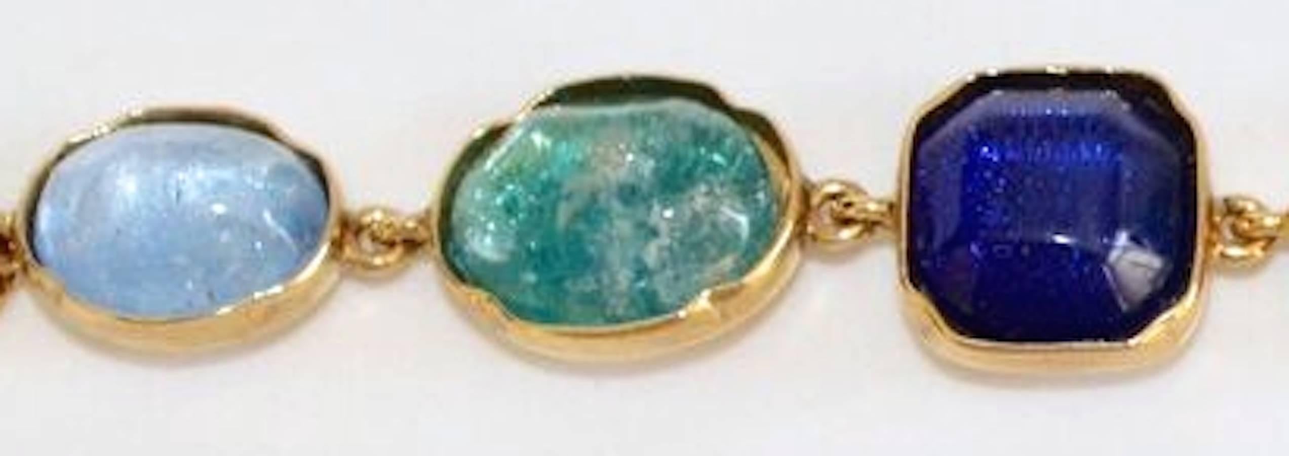 Goossens Paris Shades of Blue Rock Crystal Necklace In New Condition In Virginia Beach, VA