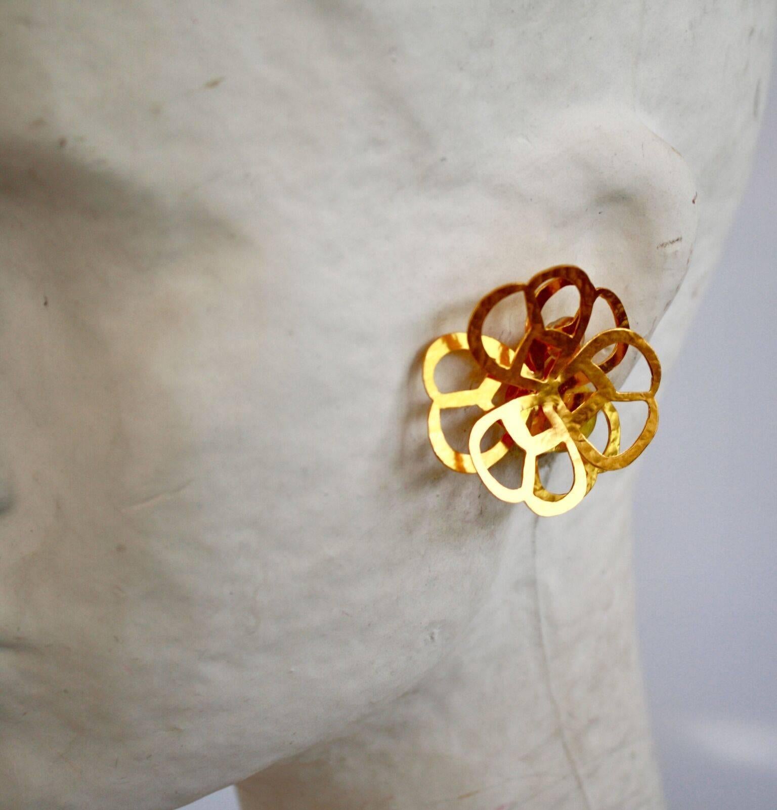 Modern Herve van der Straeten Flower Cutout Clip Earrings