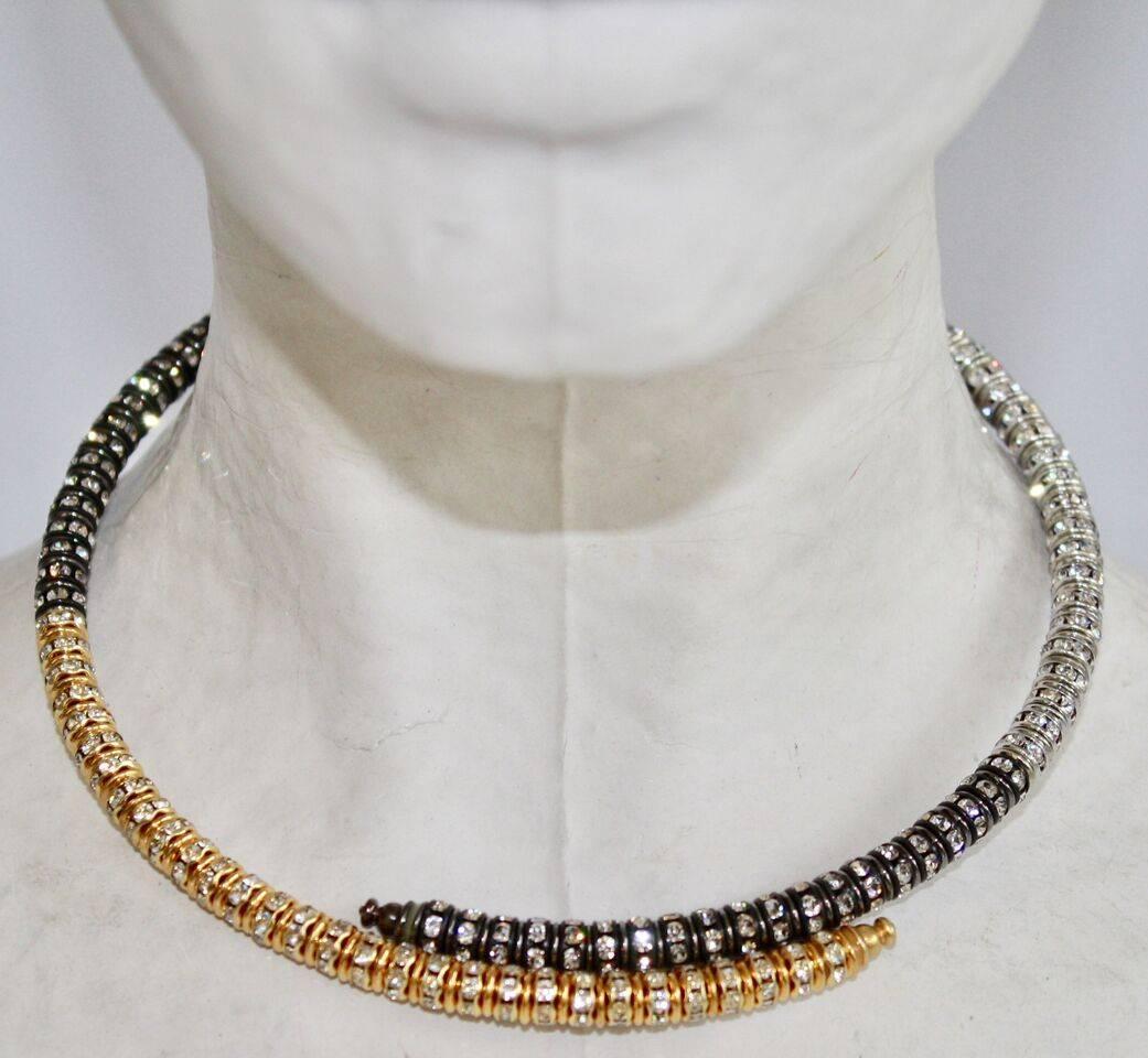 Memory wire necklace that stretches to fit any neck size. Lays perfectly and is chic and subtle! By Francoise Montague.   5