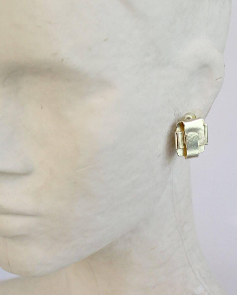 Modern Herve van der Straeten Silver Pliage Clip Earrings