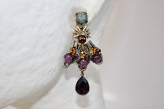 Tataborello Topaz and Burgundy Crystal Pierced Earrings