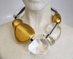 Monies Acrylic and Gold Leaf Statement Necklace