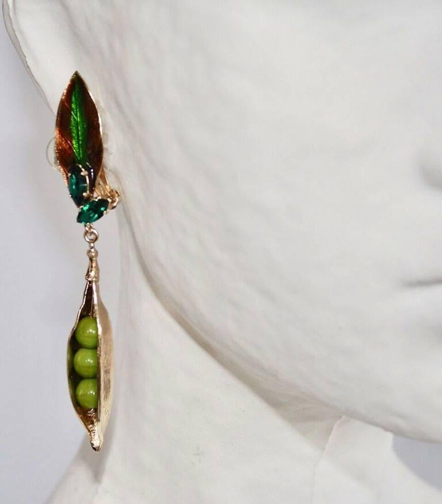 Swarovski crystal and glass pea inspired clip earrings from Philippe Ferrandis. 