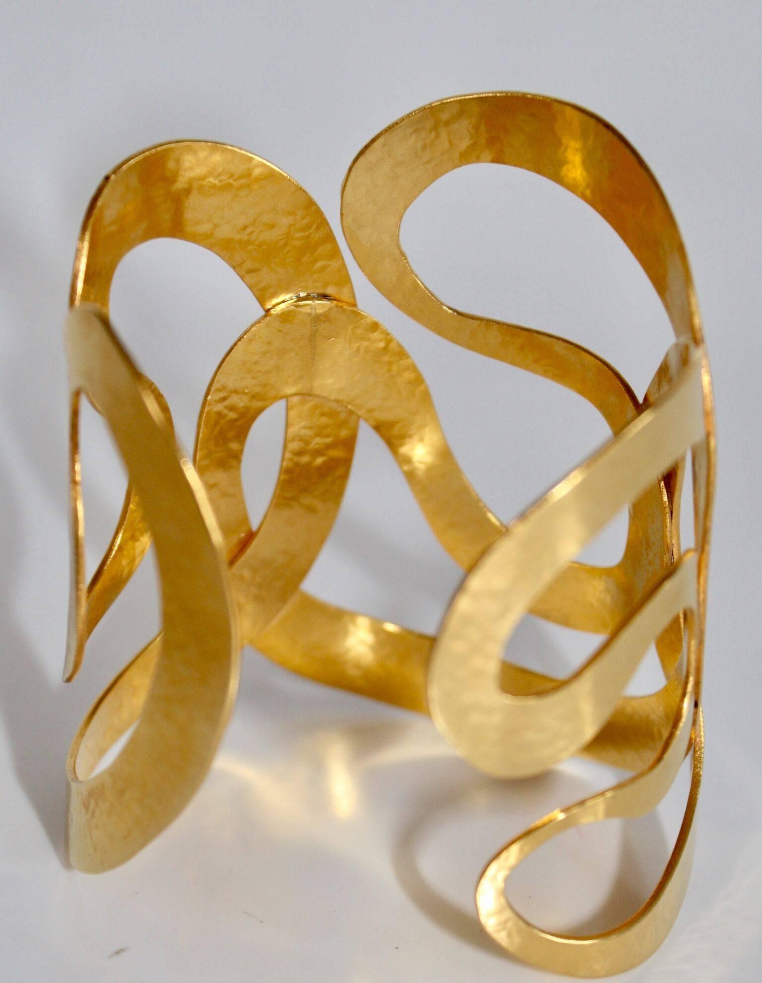 Herve van der Straeten Gilded Brass Art Nouveau Cuff 1