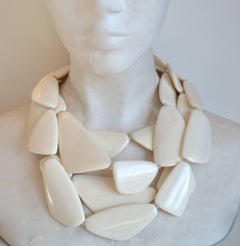 Monies White Horn Layered Statement Necklace