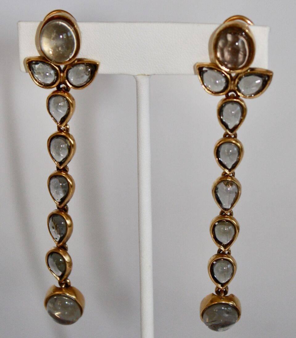 Goossens Paris Tinted Rock Crystal Cashmere Clip Earrings In New Condition In Virginia Beach, VA