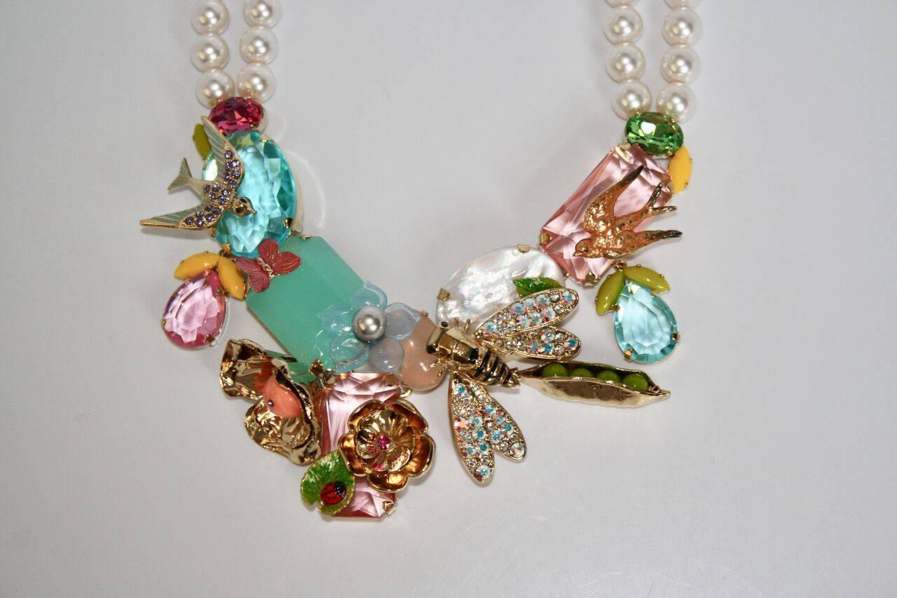Philippe Ferrandis Glass Pearl and Swarovski Crystal Samarkand Necklace 1