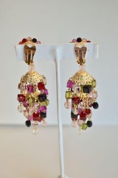 Francoise Montague Multi-Color Cube Clip Earrings