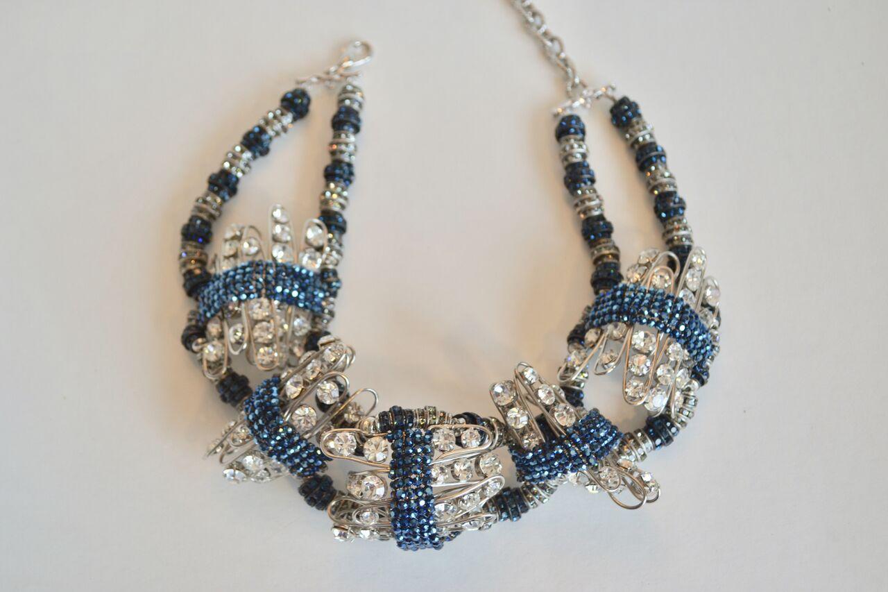 Francoise Montague Limited Series Glass and Crystal Statement Necklace  In New Condition In Virginia Beach, VA