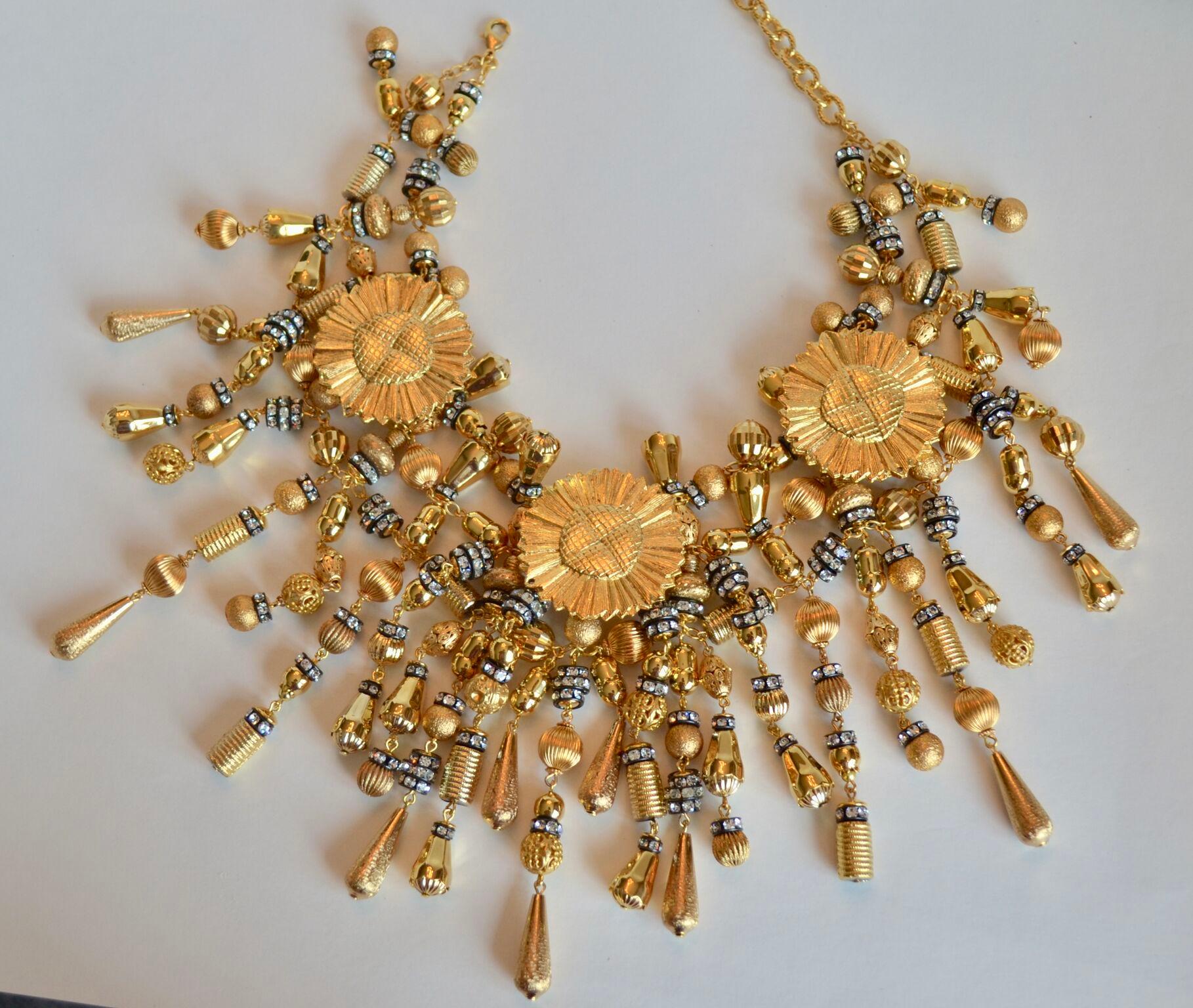 Women's Francoise Montague Gold and Crystal Fringe Necklace