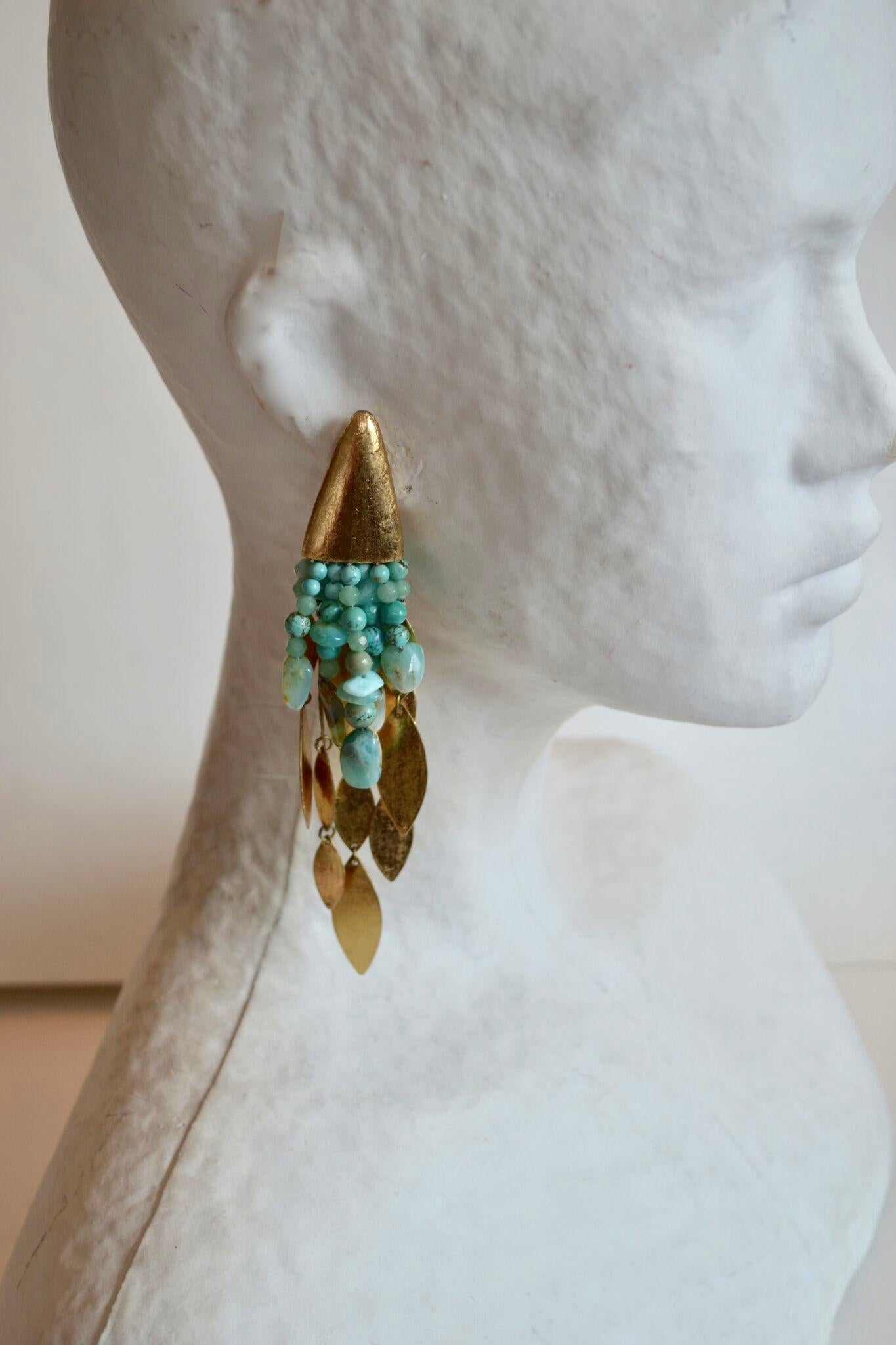 Monies One of a Kind Turquoise, Opal, and Gold Plate Drop Clips.

5