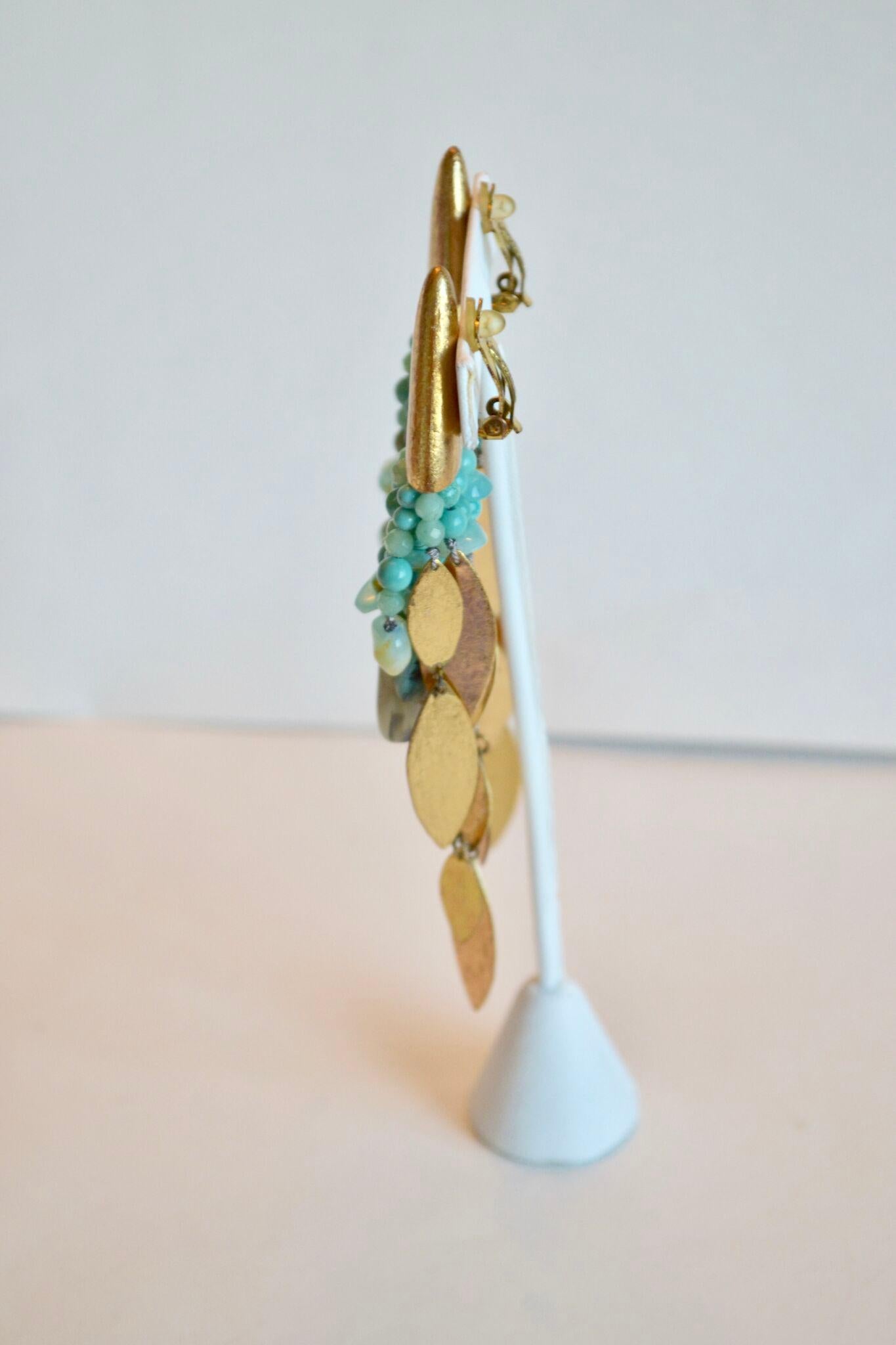 Women's Monies Turquoise Opal Gold Plate Drop Clips 
