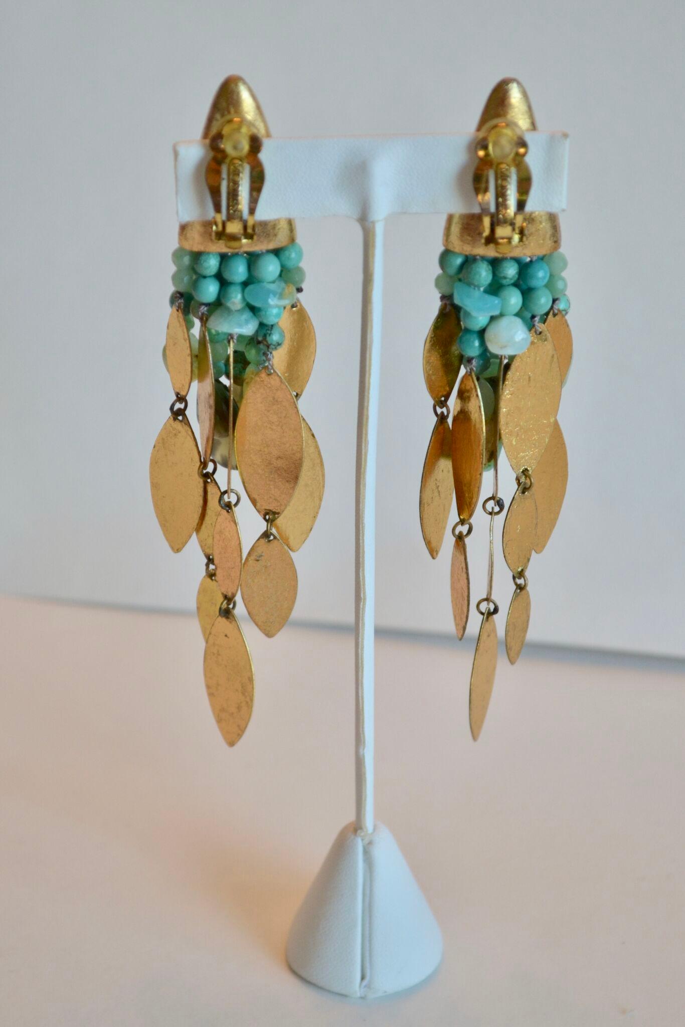 Monies Turquoise Opal Gold Plate Drop Clips  1