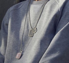 Goossens Paris Pale Gold and Pink Quartz Pendant Necklace