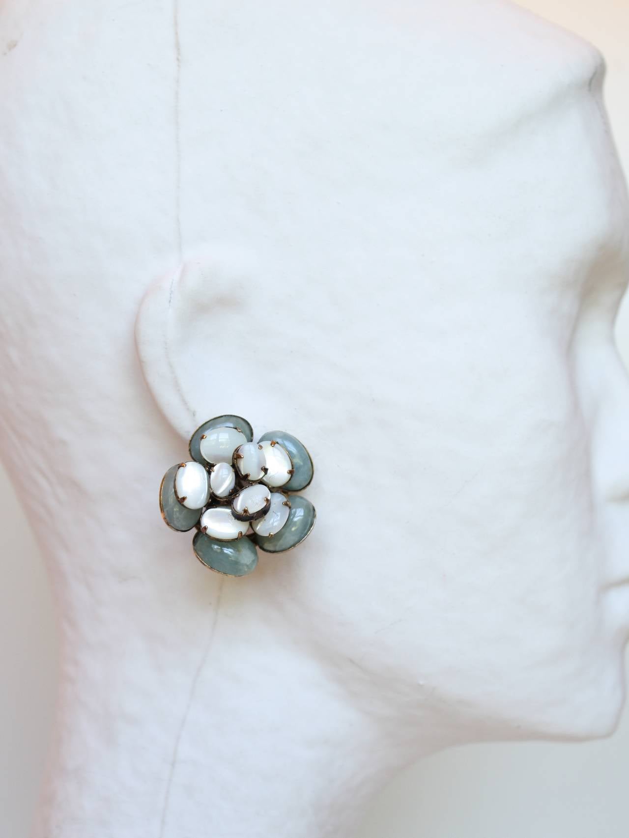 Aquamarine and mother of pearl camellia clip earrings from Iradj Moini. 

Designer Biography:

IRADJ MOINI has designed jewelry in New York since 1989. His jewelry was exhibited at the Metropolitan Museum of Art in 2006 as part of Iris Apfel’s
