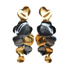 Herve Van Der Straeten Two-Tone Cascading Petal Motif Clip Earrings