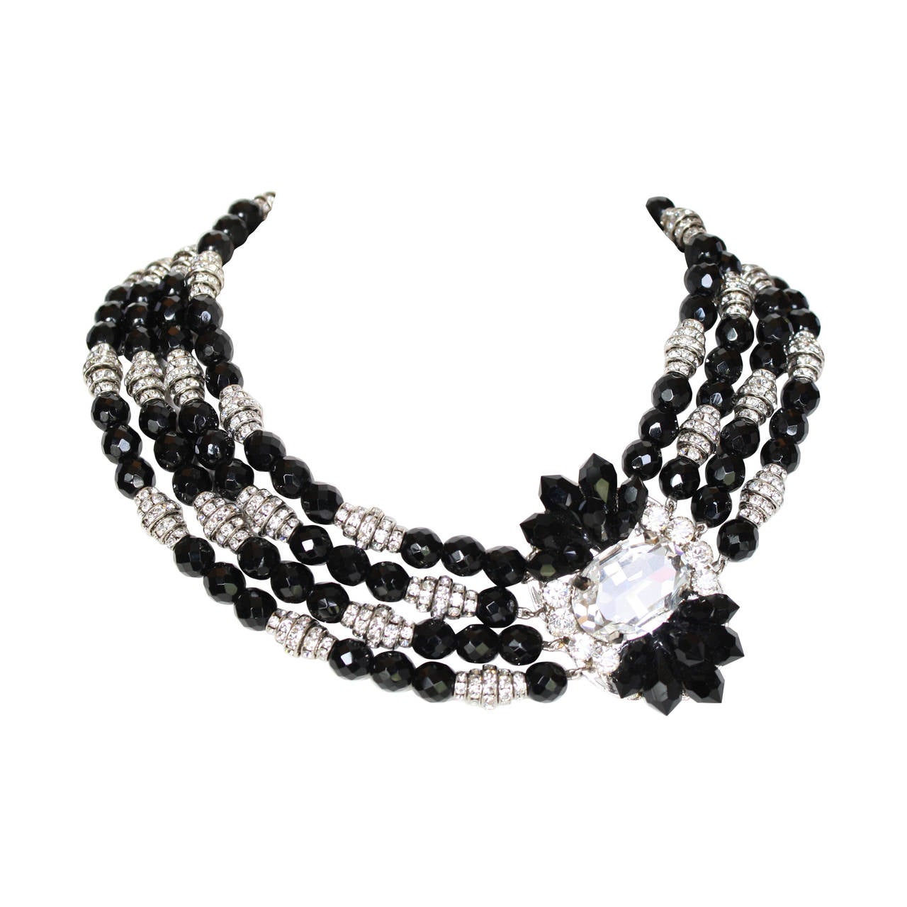Francoise Montague Swarovski Crystal and Glass Bead Statement Necklace