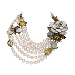 Iradj Moini Fresh Water Pearl, Aquamarine, and Citrine Necklace