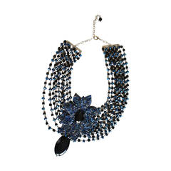 Francoise Montague Deep Blue Multi Strand Floral Statement Necklace 8