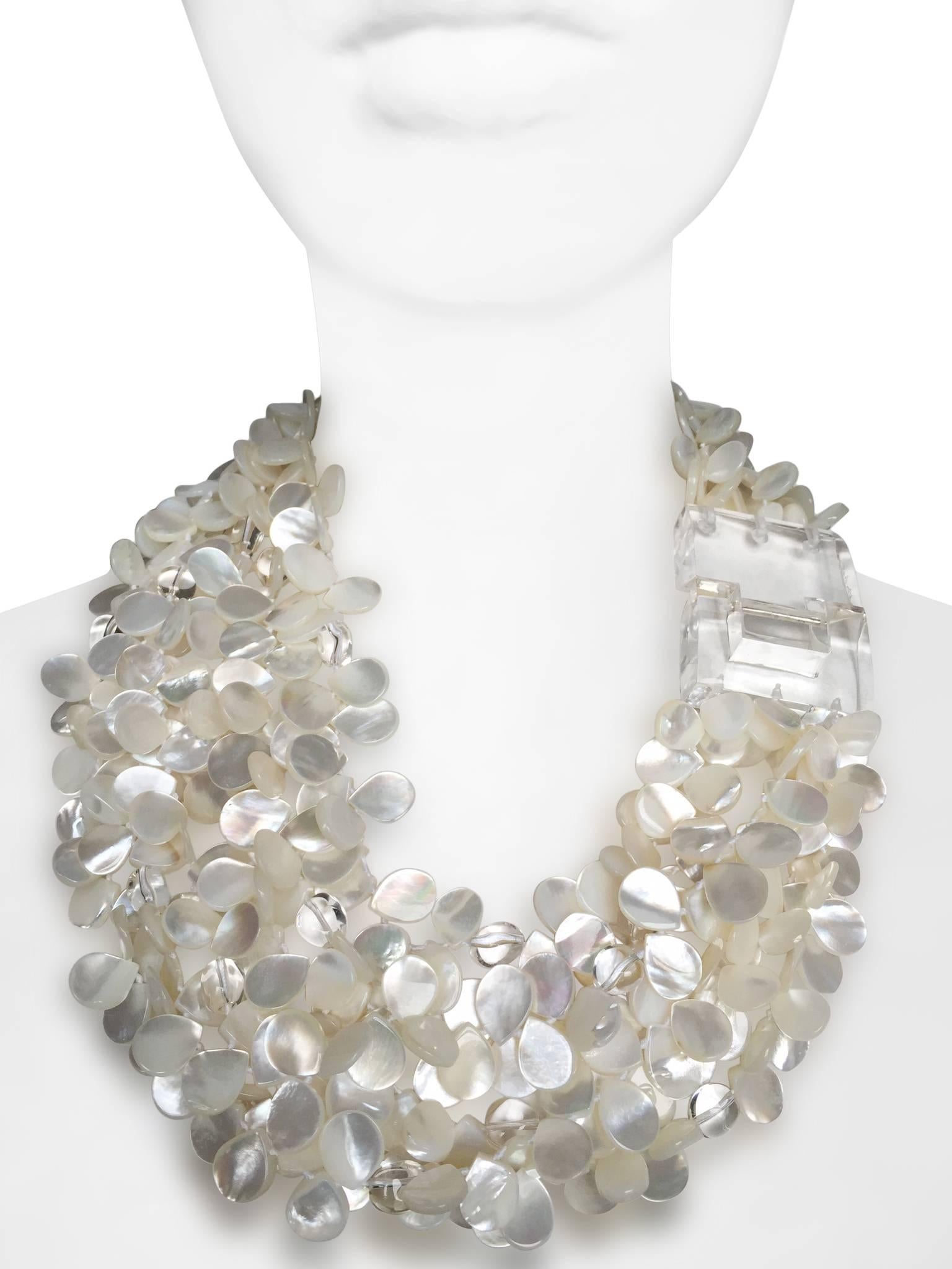 Patricia Von Musulin Mother of Pearl and Lucite Necklace In New Condition In Virginia Beach, VA