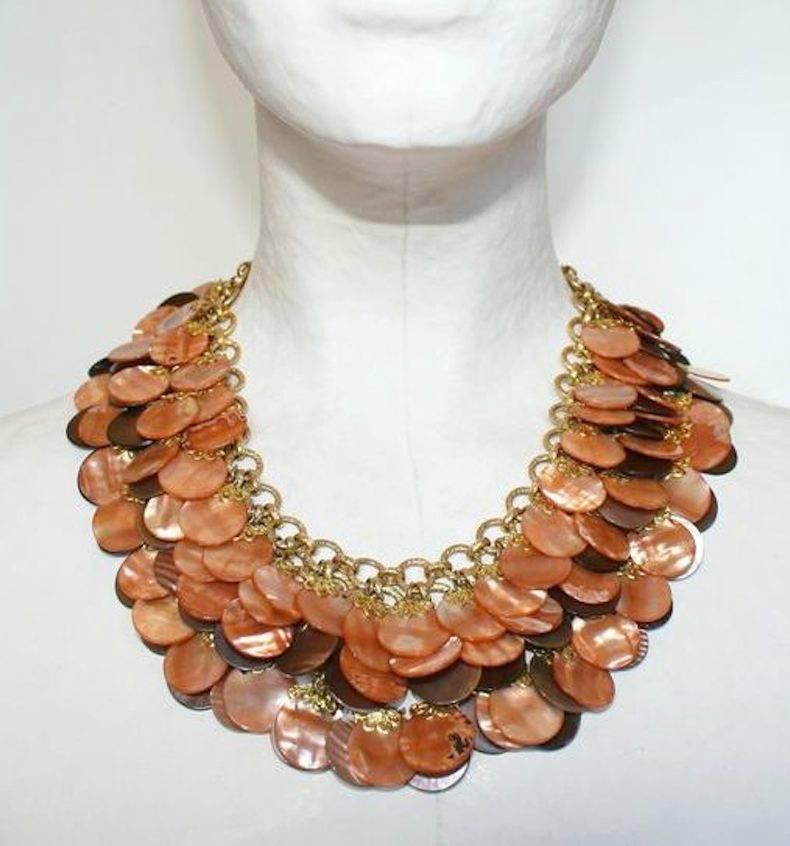 Mother of pearl multi disc necklace from Francoise Montague.

13