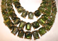 Goossens Paris Hand Tinted Triple Strand Rock Crystal Necklace