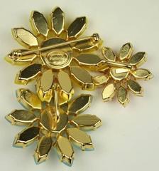 Philippe Ferrandis Handmade Glass Cabochon Triple Daisy Pin