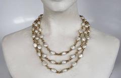 Goossens Paris Triple Row White Pearl Necklace