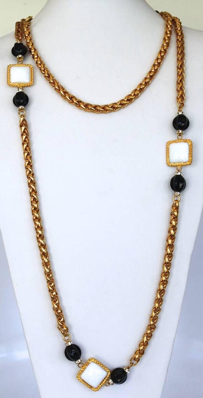 Women's Francoise Montague Gold Chain and Pate de Verre Glass Station Necklace