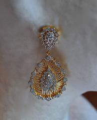 Vermeil and Crystal Pierced Teardrop Statement Earrings