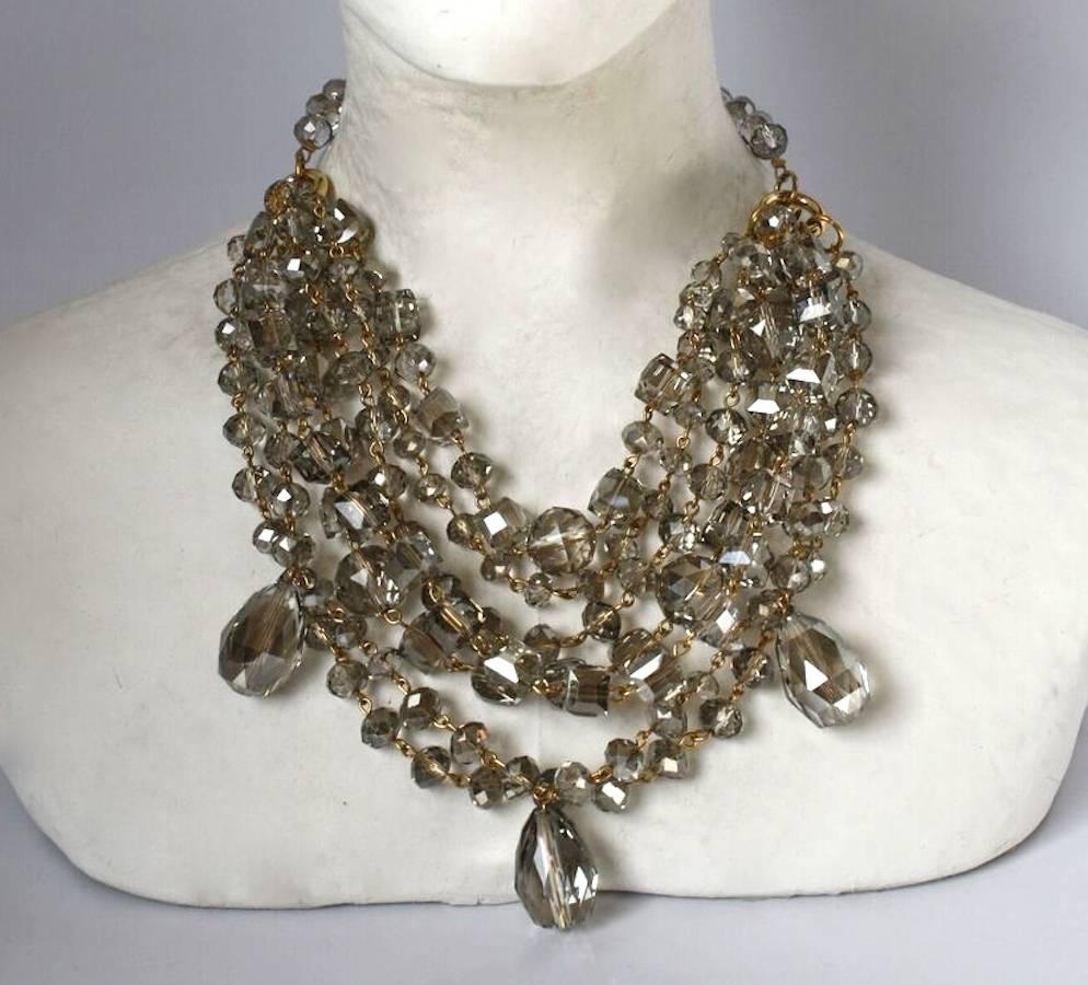 Francoise Montague Champagne Glass Bead Seven Strand Necklace  In New Condition In Virginia Beach, VA