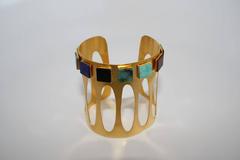 Herve van der Straeten Geometric Bracelet w/ Amazonite, Onyx, Lapis, & Cornelian