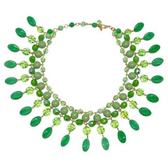 Francoise Montague Choker with Green Pate de Verre and Crystal Drop