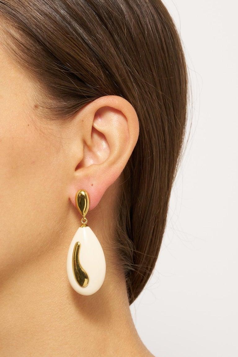 Moderne Philippe Ferrandis Pendants d'oreilles Wave en argent et noir en vente