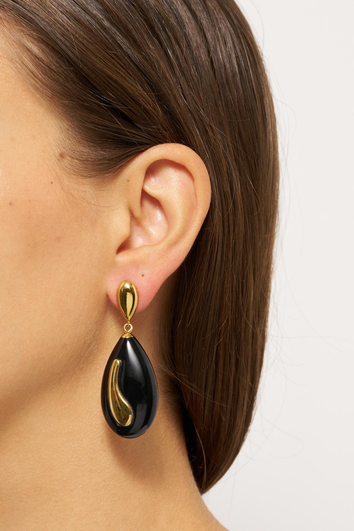 Philippe Ferrandis Pendants d'oreilles Wave en argent et noir en vente 9