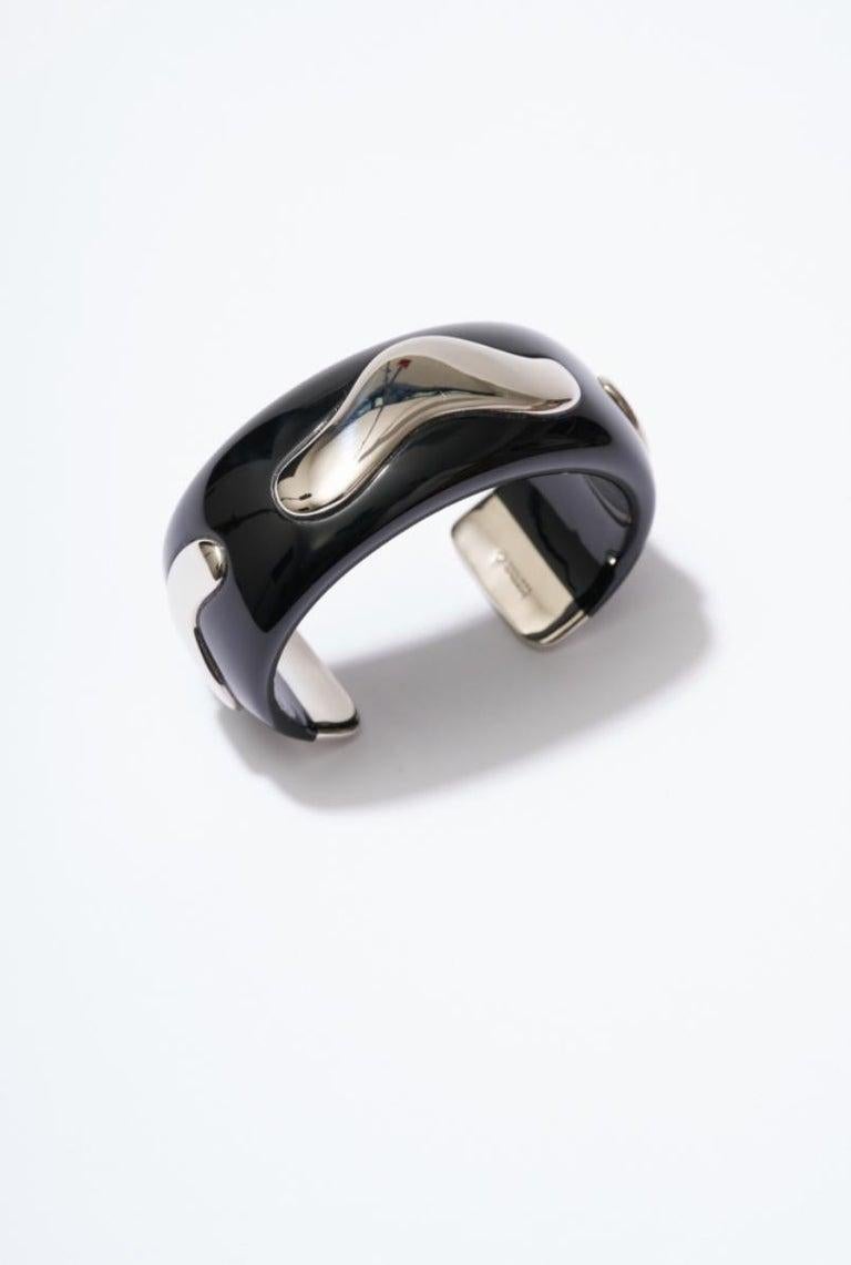 Philippe Ferrandis Pendants d'oreilles Wave en argent et noir en vente 11