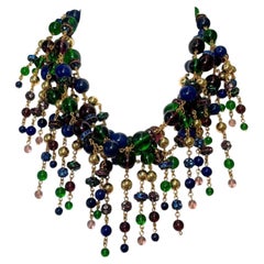 Collana girocollo con perle di vetro fatte a mano di Francoise Montague, lunghezza 17in