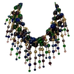 Collana girocollo con perle di vetro fatte a mano di Francoise Montague, lunghezza 17in