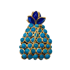 Petite broche en pâte de verre en forme d'ananas, ornée de cristaux Swarovski