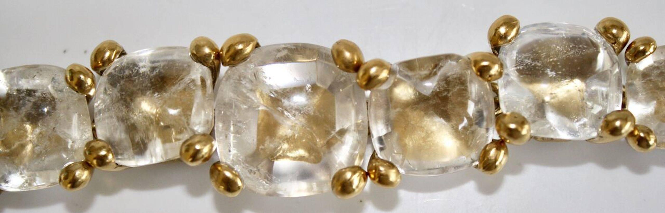 Eight gorgeous round rock crystals come together to create this fabulous classic bracelet from Goossens Paris. 