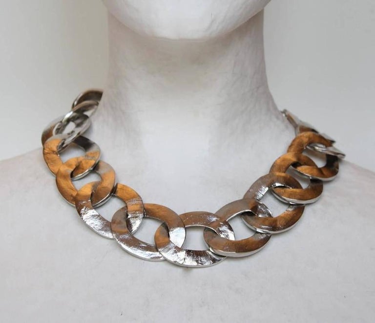 Goossens Paris Palladium Chain Necklace For Sale at 1stDibs