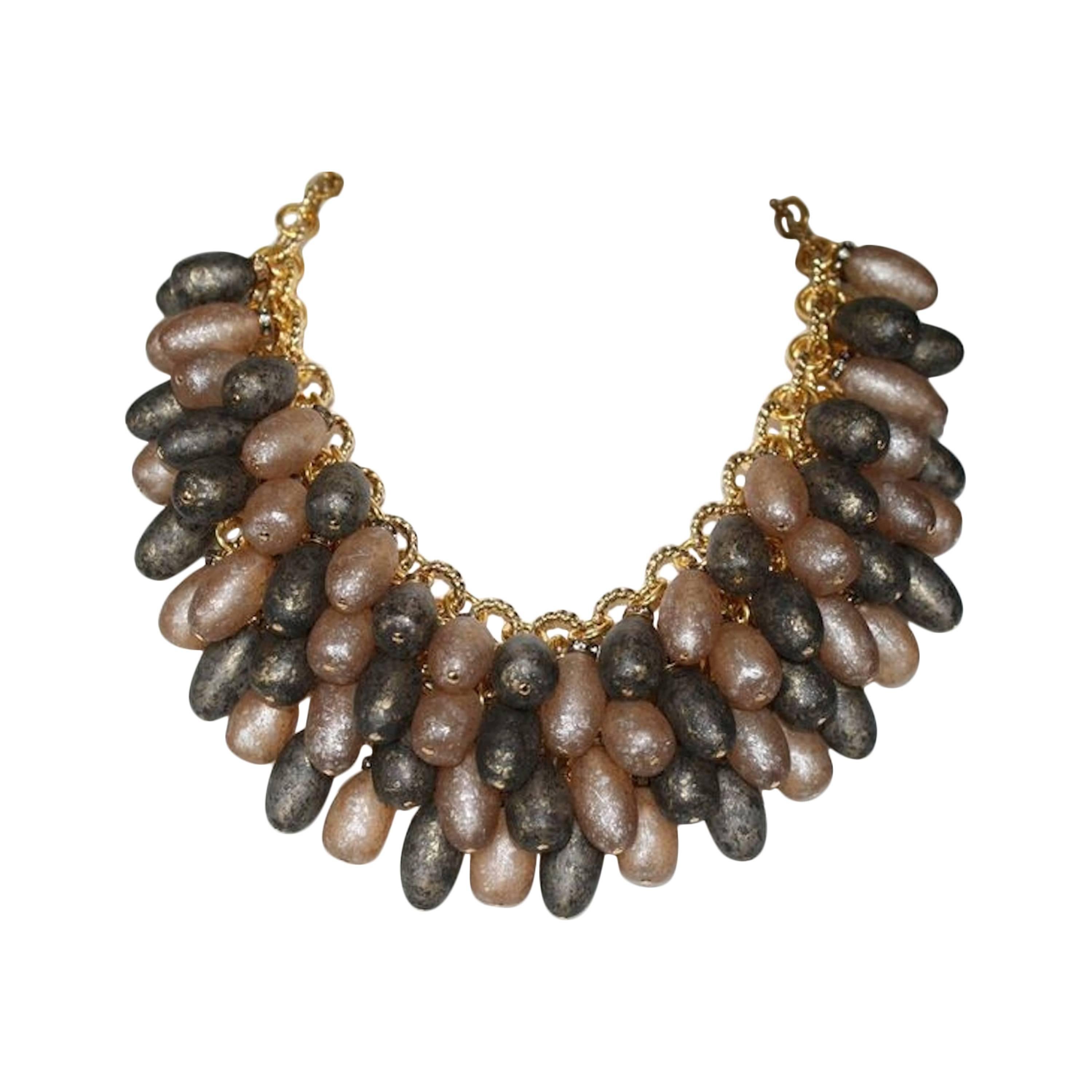Francoise Montague Grey and Gold Madrilene Necklace For Sale