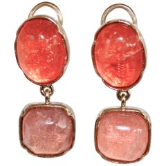 Goossens Paris Two-Tone Pink/Salmon Rock Crystal Clip Earrings 