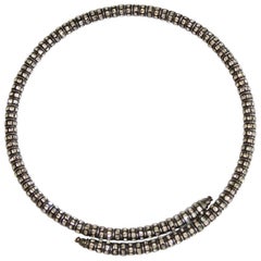 Francoise Montague Black Metal and Swarovski Crystal Mabrouk Wraparound Necklace