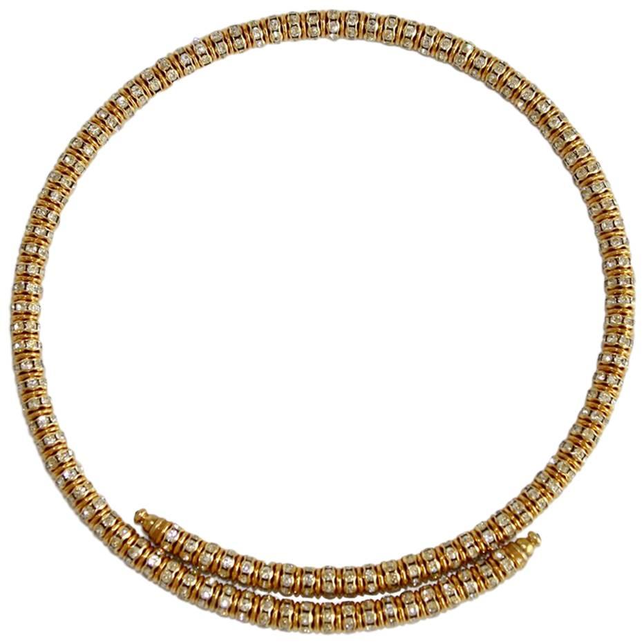 Francoise Montague Gold and Crystal Mabrouk Wraparound Necklace