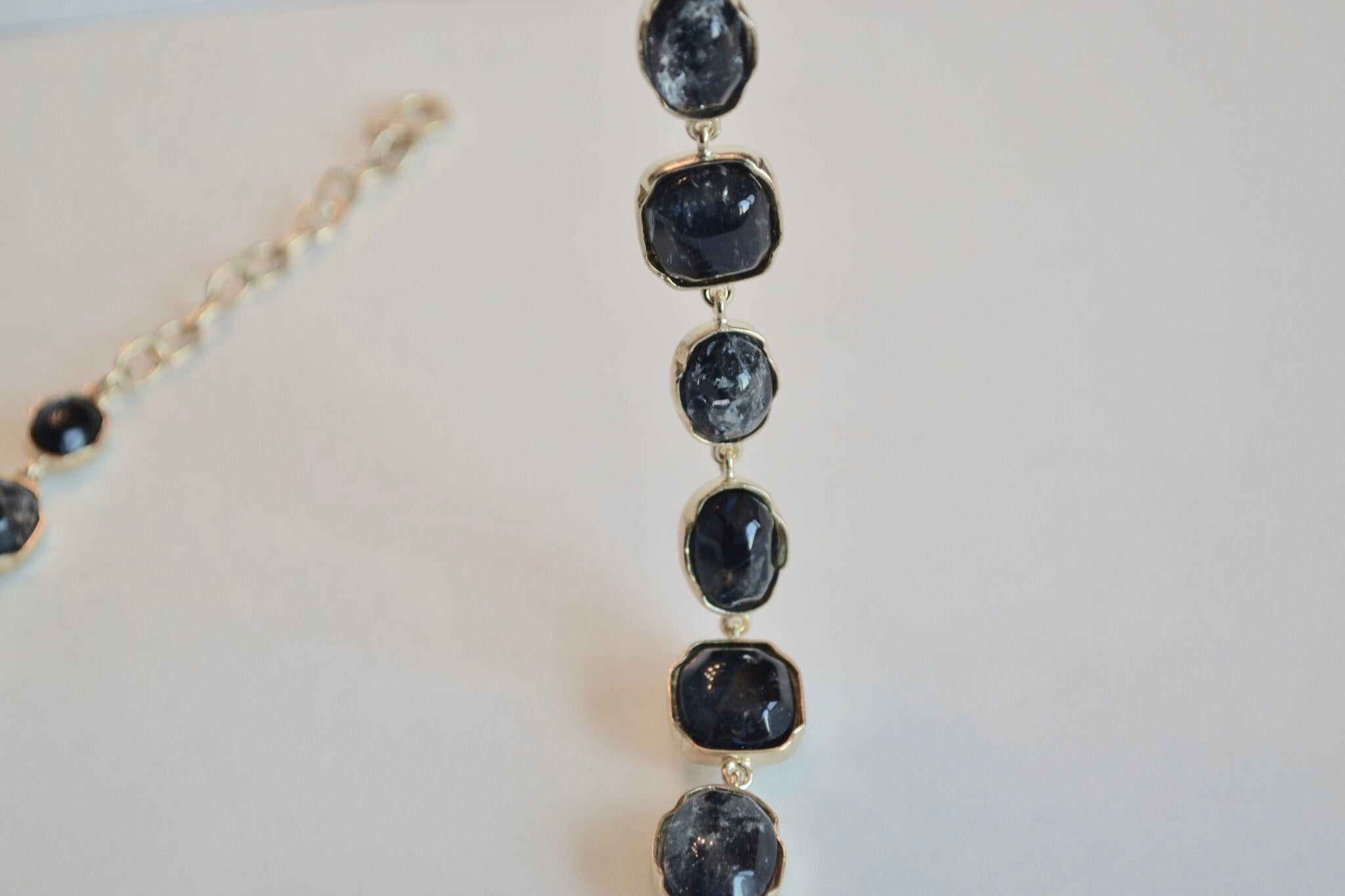 Goossens Paris Dark Blue Tinted Rock Crystal Necklace In New Condition In Virginia Beach, VA
