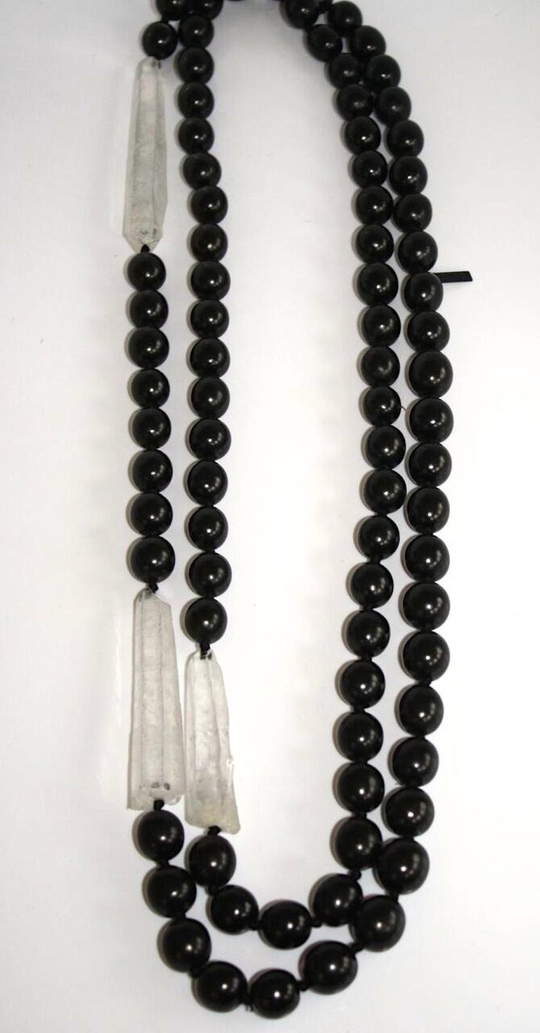 Monies Kamagong Wood and Mountain Crystal Necklace For Sale at 1stDibs